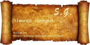 Simonyi Györgyi névjegykártya